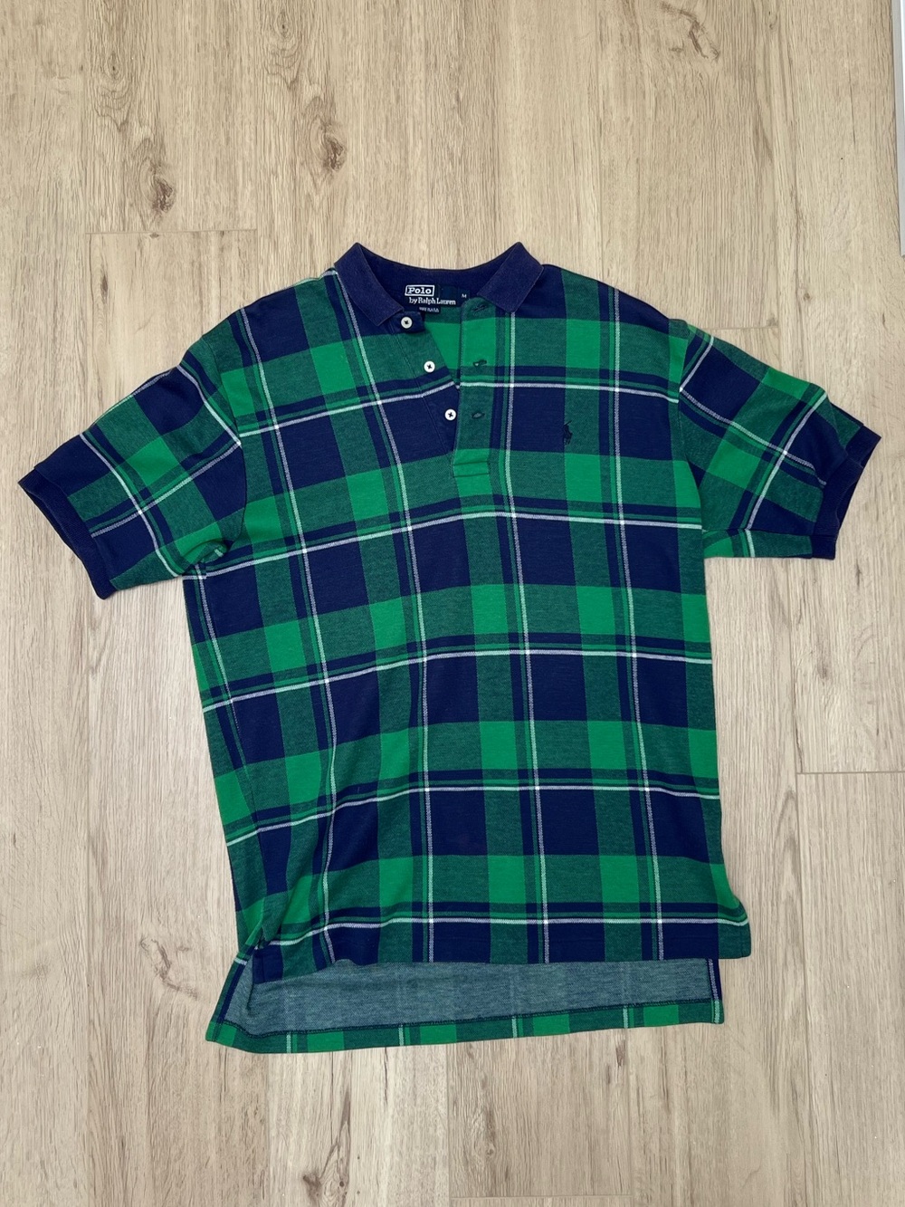 Polo by Ralph Lauren Navy & Green Plaid Short-Sleeve Polo